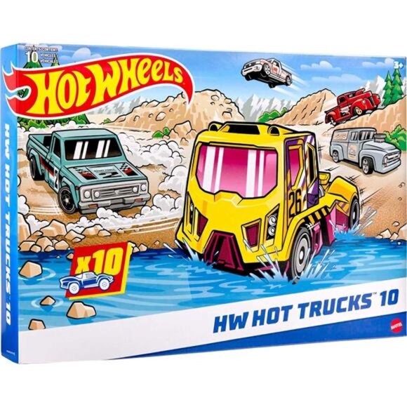 Hot Wheels 10-Pack Set of 10 Toy Trucks in 1:64 Scale Mix of Officially Licensed - Picture 1 of 7
